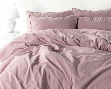 Турецька постільна білизна із вареної бавовни Limasso Stonewashed Ranforse сімейна Natural Violet