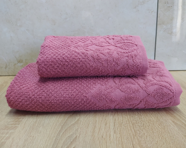 Набір турецьких махрових рушників Zeron 50х90+70х140 Damask 2 Gulkurusu