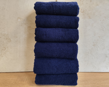 Набор турецких махровых однотонных полотенец Zeron 6 штук 50х90 Dark Blue плотность 500 г/м2