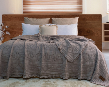 Турецкое муслиновое покрывало Saheser Oscar 240х260 Vizon