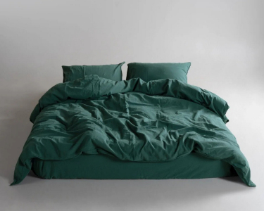 Турецкое постельное белье из вареного хлопка Limasso Stonewashed Ranforse семейное Dark Green