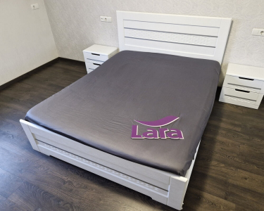 Простынь на резинке LARA сатин LUX dp13255 GREY 160х200+25 см