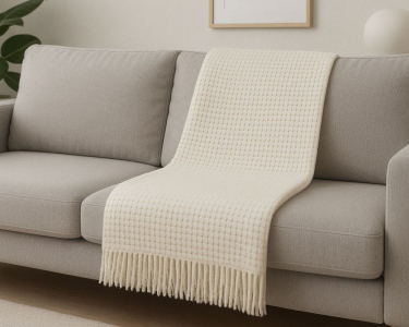 Плед шерстяной Vladi Рогожка белый 170х210