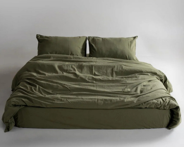 Турецкое постельное белье из вареного хлопка Limasso Stonewashed Ranforse семейное Capulet Olive