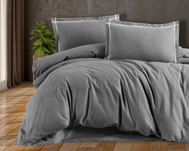 Турецька постільна білизна First Choice фланель Soprano Grey євро