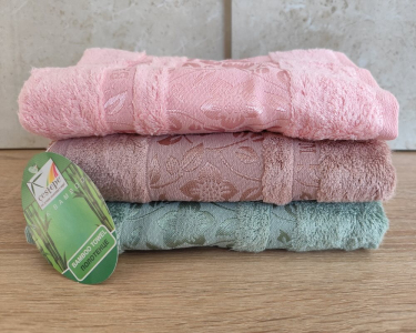 Набор бамбуковых махровых турецких полотенец Cestepe 3 штуки 70х140 Bamboo Cicek №2