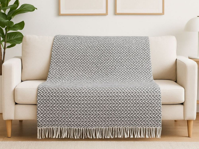 Плед-покрывало хлопковое Vladi Валенсия ANTONIO бело-дымчатое 140х200