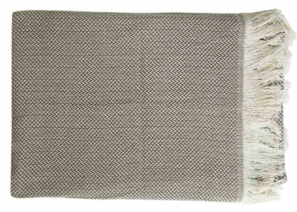 Покривало бавовняне Sofia Косичка Бахрома коричневе 220х240