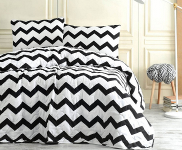 Покрывало стеганое Eponj Home B&W Small Zigzag 200х220 с наволочками 50х70