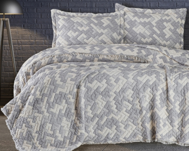 Турецкое муслиновое покрывало First Choice Blooming 240х260 с наволочками 50х70 Rodya Grey