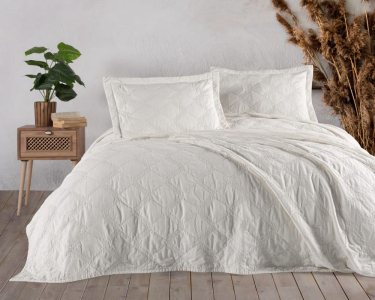 Турецкое покрывало из вареного хлопка Maribor Natural Creations 240х260 с наволочками 50х70 Cream