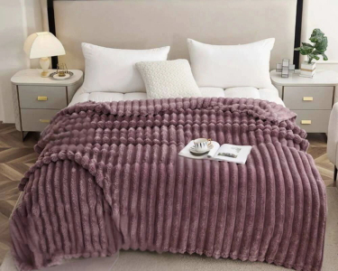 Плед-покрывало Koloco Королевский шарпей полоска 5 см 220х230 лиловый евро