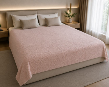 Простынь махровая жаккардовая Parisa Home 150х200 плотность 400 г/м2 персиковая