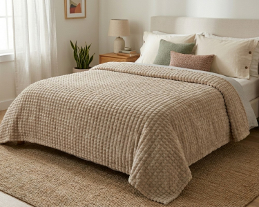 Плед-покрывало Koloco Кубик 3Д 200х230 бежевый евро