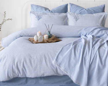 Постільна білизна з покривалом Istanbul Ranforse 200х220 Maribell Mavi