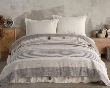 Турецьке бавовняне покривало Moss Basil 220х240 Bej