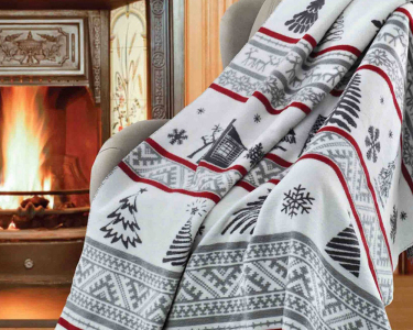 Турецкий новогодний хлопковый плед Sesli 18100 150х200 см