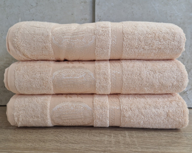 Набор турецких бамбуковых махровых полотенец Zeron 3 штуки 70х140 Bamboo Peach