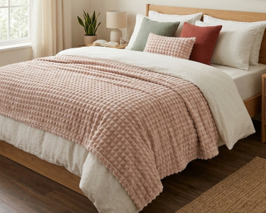 Плед-покрывало Koloco Кубик 3Д 200х230 пудра евро