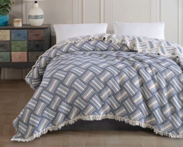 Турецкое муслиновое покрывало Moss Murielle Muslin 230х250 Mavi