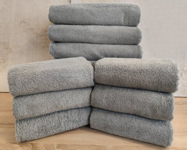 Набор турецких махровых однотонных полотенец Zeron 6 штук 50х90 + 6 штук 70х140 Light Gray плотность 500 г/м2