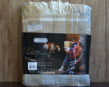 Турецкий хлопковый плед Aksu Cozy Life Inka Bej 180×220
