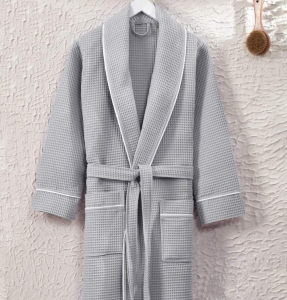Халат вафельний з кантом ZERON EXCLUSIVE pike bornoz Gri XL
