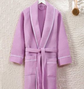 Халат вафельний з кантом ZERON EXCLUSIVE pike bornoz Lila L