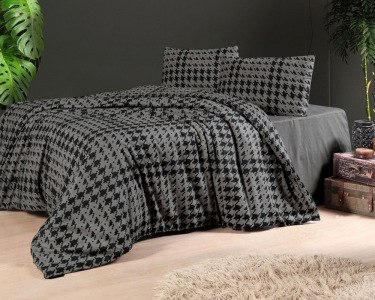 Турецька постільна білизна First Choice фланель Sadora anthracite полуторна