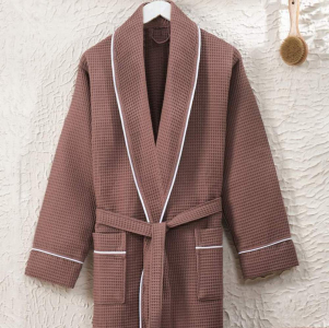 Халат вафельний з кантом ZERON EXCLUSIVE pike bornoz Kahve ХXXL