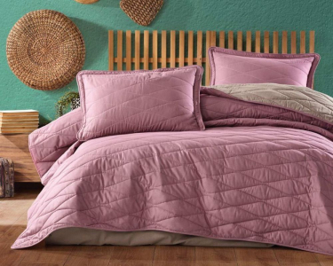 Турецьке стьобане покривало Clasy 180 x 240 см Lorna Gul Kurusu з наволочкою 50х70