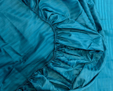 Простынь на резинке LARA сатин-страйп LUX turquoise d13227 160х200х25