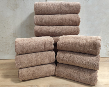 Набір турецьких махрових однотонних рушників Zeron 6 штук 50х90 + 6 штук 70х140 Kahve щільність 500 г/м2