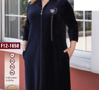 Халат велюровый Cocoon женский 12-1650 Dark Navy