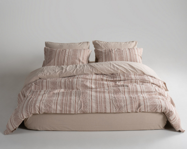 Турецька постільна білизна із вареної бавовни Limasso Stonewashed Ranforse 200 х 220 см Coastal Trio Oxford Tan
