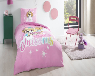 Детское постельное белье TAC Disney ранфорс 160×220 см Paw Patrol Skye Glitter с простынью на резинке 100 х 200 см