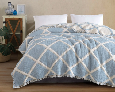 Турецкое муслиновое покрывало Moss Ivory Muslin 230х250 Mavi