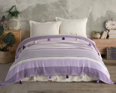 Турецьке бавовняне покривало Moss Basil 220х240 Lila