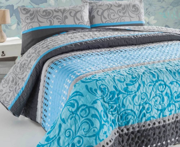 Покривало стьобане Eponj Home Miranda Turkuaz 160х220 з наволочкою 50х70