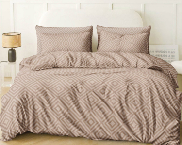 Постельное белье LARA бязь d11367e160 с простынью на резинке 160х200х25 Ромб Bej евро 200х220 см