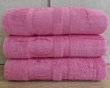 Набор турецких бамбуковых махровых полотенец Zeron 3 штуки 70х140 Bamboo Pink