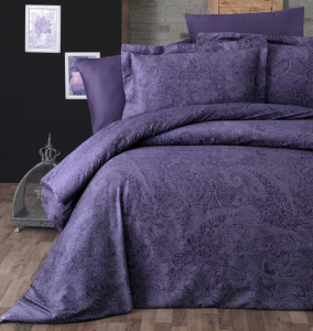 Турецкое постельное белье First Choice Cotton Satin Neva mor purple евро