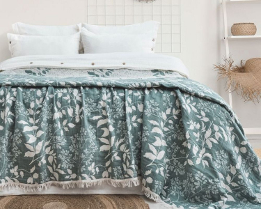 Турецкое муслиновое покрывало Saheser Amore 240х260 Yesil