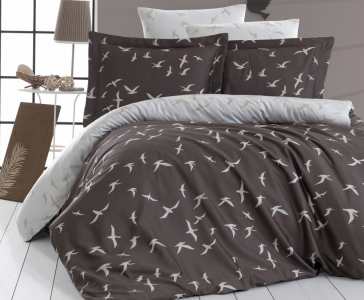 Турецкое постельное белье First Choice Cotton Satin Liberta Brown полуторное