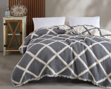 Турецкое муслиновое покрывало Moss Ivory Muslin 230х250 lacivert