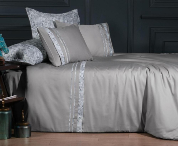 Турецька постільна білизна La Romano Premium Silk Satin 400 TC Florence Ash євро