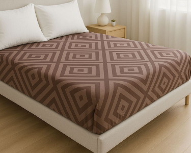 Простынь на резинке LARA бязь Ромб dp11186 Brown 160х200х25