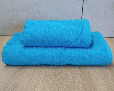 Набор турецких махровых полотенец Zeron 50х90+70х140 Damask Blue