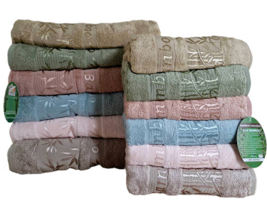 Набор турецких махровых полотенец Cestepe 50х90 6 штук + 70х140 6 штук Bamboo Zumrut Light