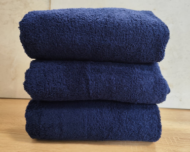 Набор турецких махровых однотонных полотенец Zeron 3 штуки 50х90 Dark Blue плотность 500 г/м2